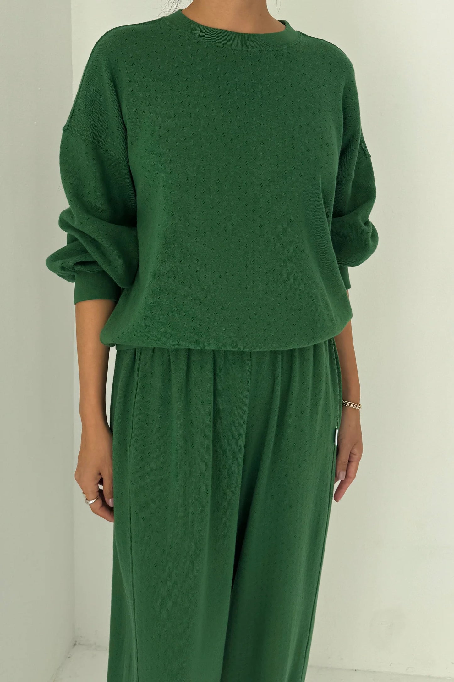 PREORDER Pointelle Core Sweatshirt - Moss Green