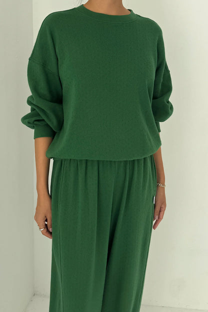 PREORDER Pointelle Core Sweatshirt - Moss Green