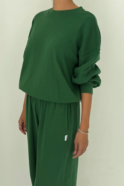 PREORDER Pointelle Core Sweatshirt - Moss Green