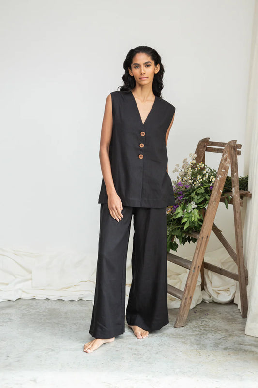 Zoya-May Linen Trouser - Black