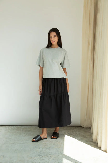 Bay Organic Cotton Jersey Top in Grey Marl