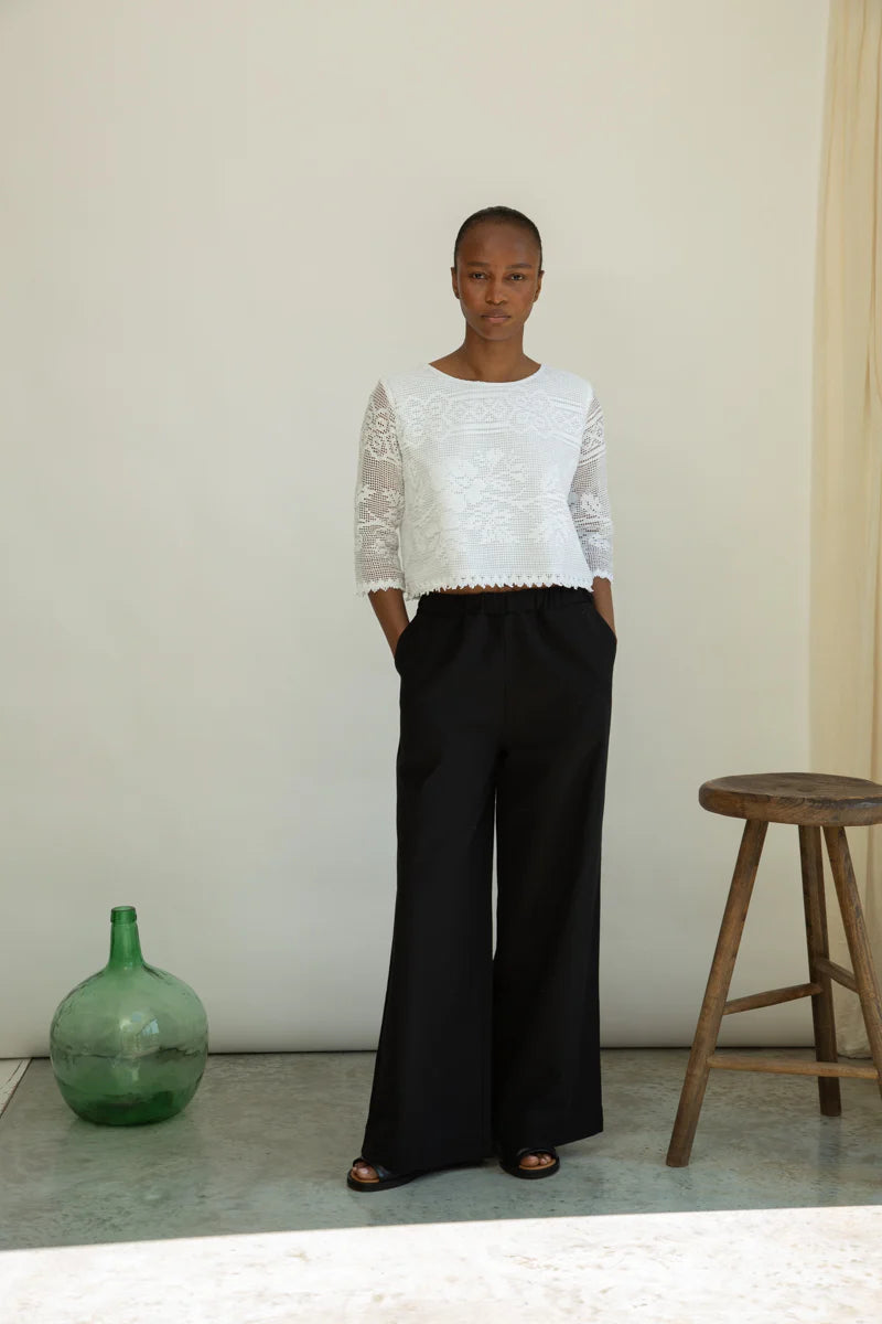 Daisy-Fay Cotton Lace Top in White by HANNAH BEAUMONT