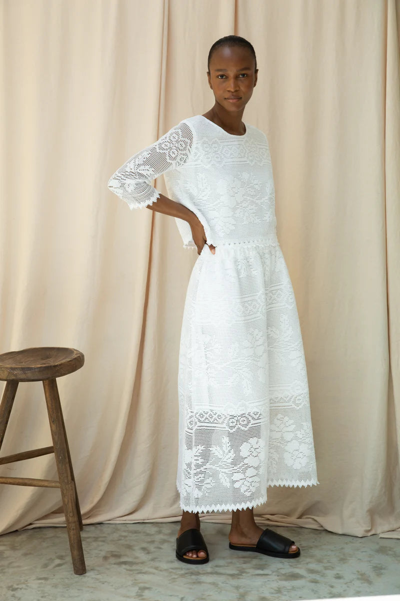 Daisy-Fay Cotton Lace Top in White by HANNAH BEAUMONT