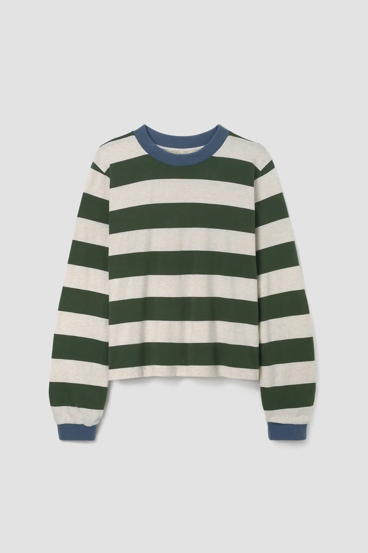 Sierra-Sue Organic Cotton Jersey Stripe Top in Olive & Ecru Marl Stripe