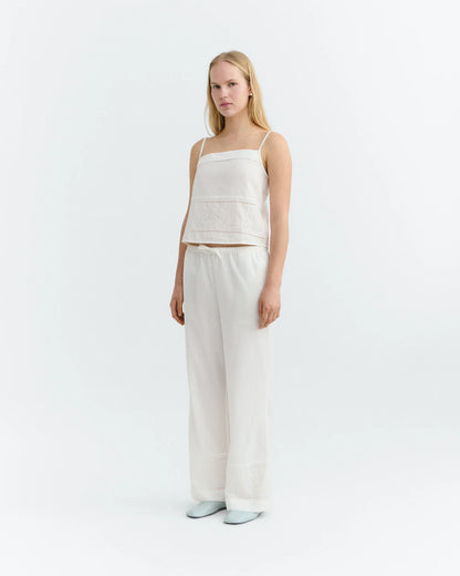 Brigitte Embroidered Relaxed Pants - White