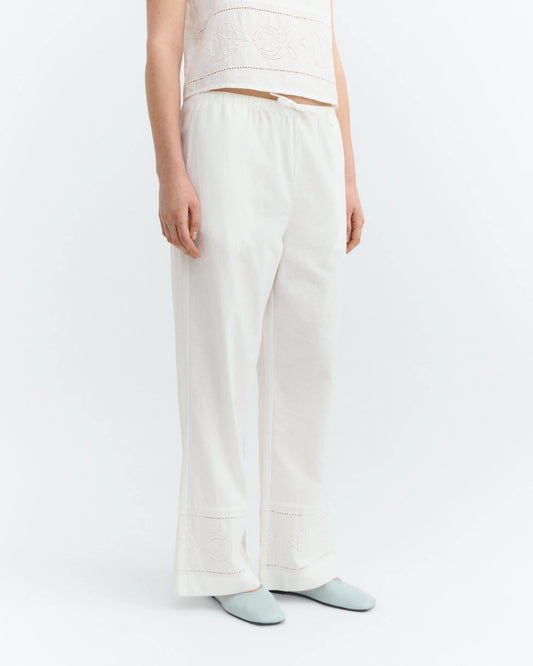 Brigitte Embroidered Relaxed Pants - White