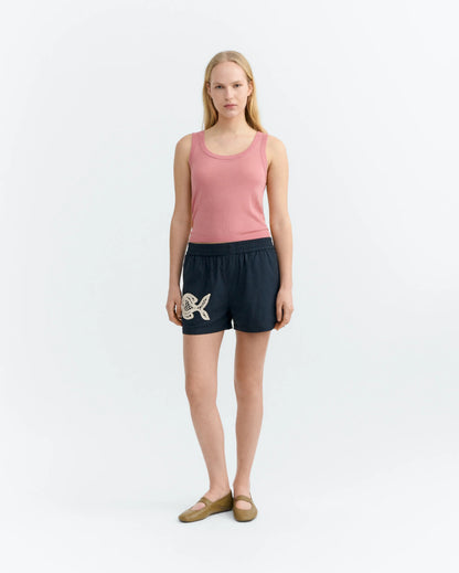 Geraldine Shorts - Hand Embroidered Fish