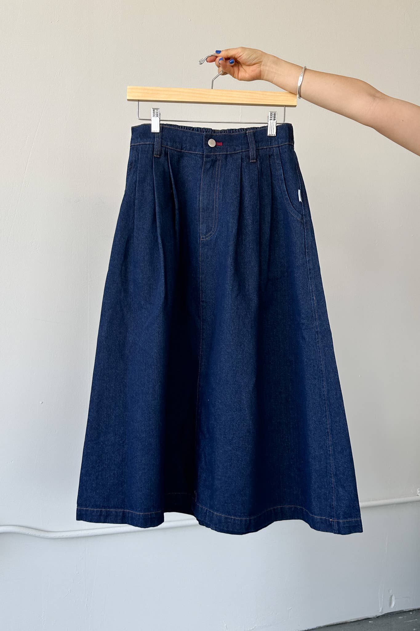 Long Farm Girl Skirt - Raw Denim