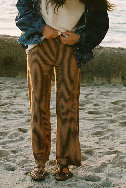 Washed Stripe Trouser - Brown Stripe