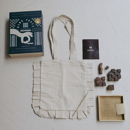 Block Printing Kit - Gingham Ruffle Tote