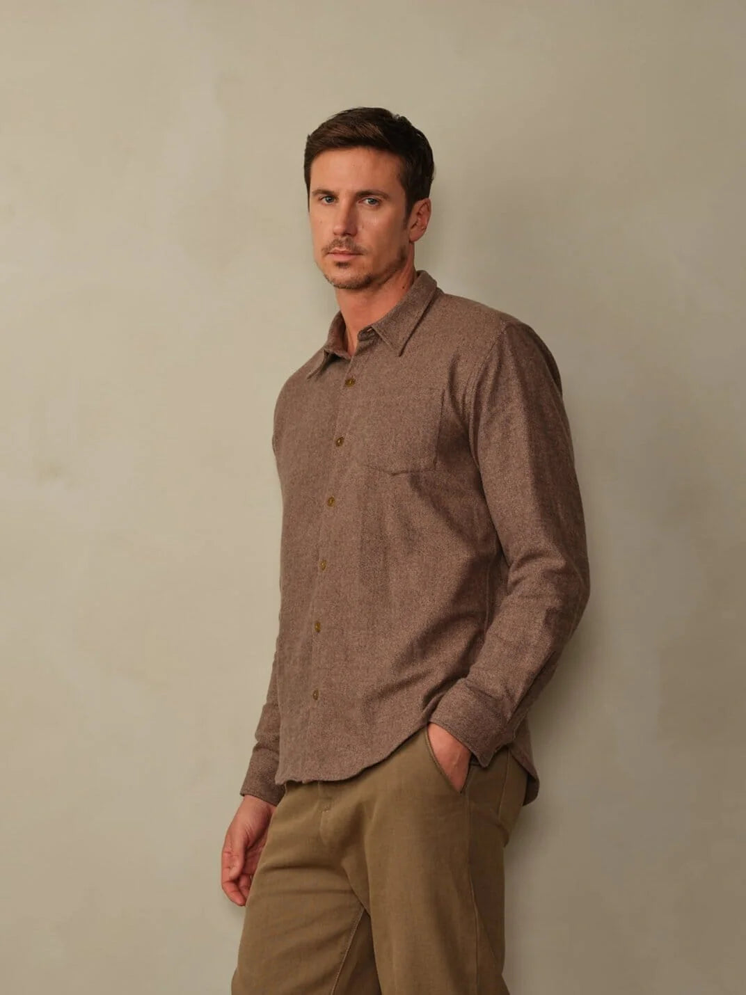 Accord Organic Cotton Flannel Shirt - Saddle Herringbone