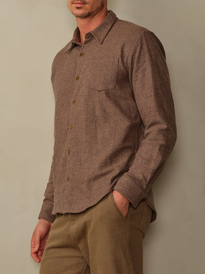 Accord Organic Cotton Flannel Shirt - Saddle Herringbone