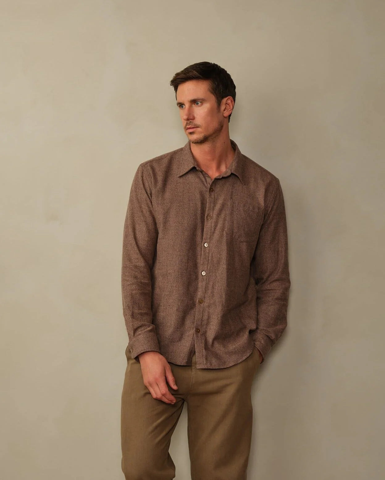 Accord Organic Cotton Flannel Shirt - Saddle Herringbone