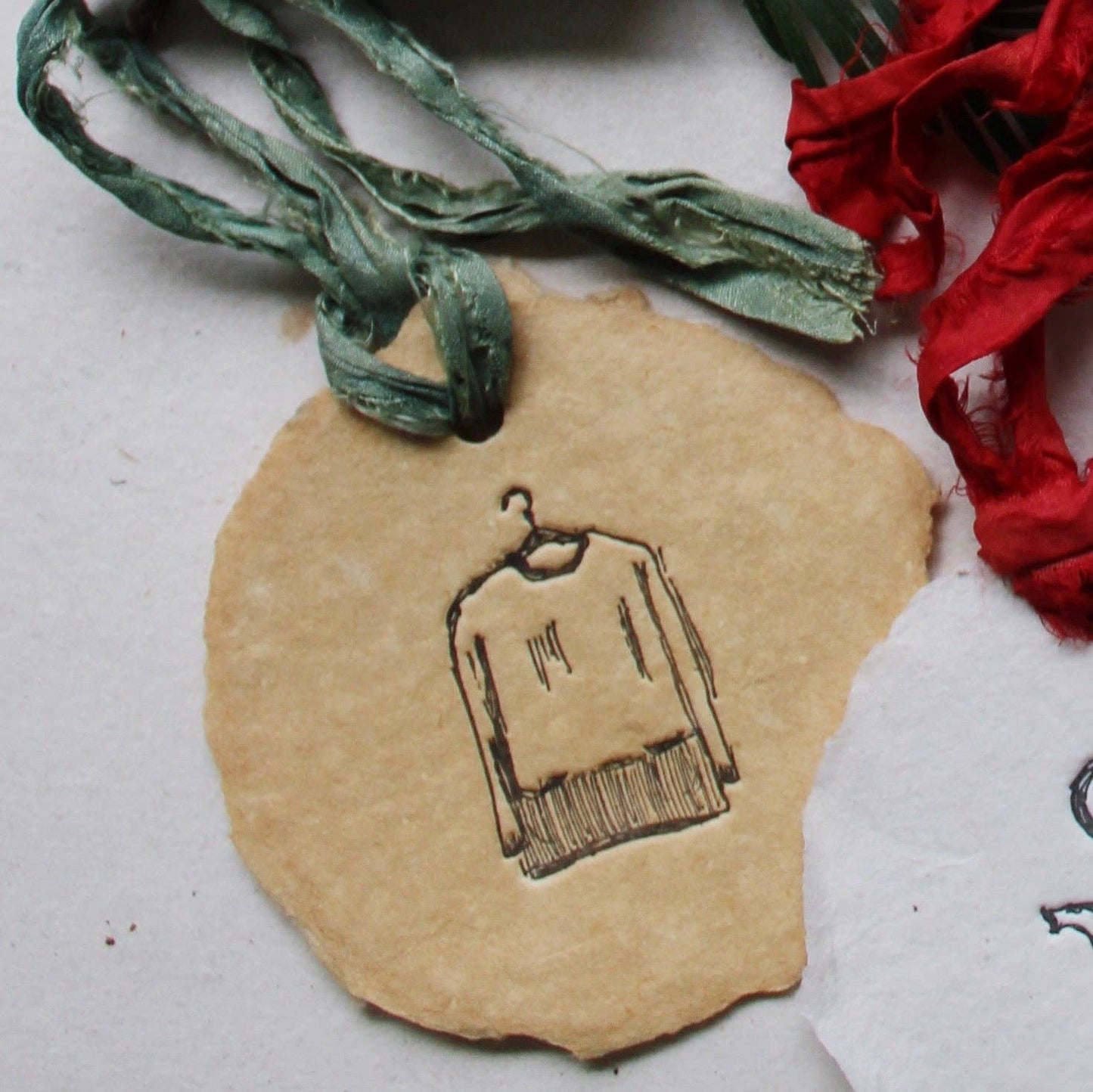 Handmade Letter-pressed Paper Ornaments: Set of three (multiple options)