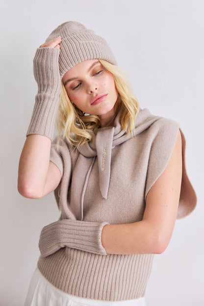 Merino Wool Triangle Scarf - Soft Taupe