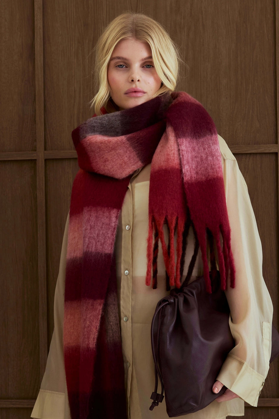 The Reykjavik Scarf - Burgundy Check