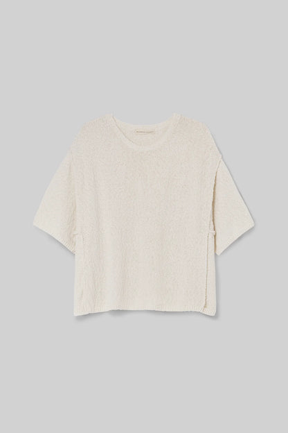 Alessia Cotton Linen Knit Top in Off White