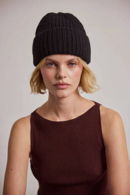 Merino Wool Beanie - Classic Black