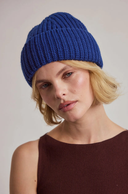 Merino Wool Beanie - Denim Blue