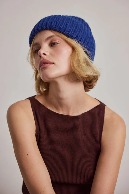 Merino Wool Beanie - Denim Blue