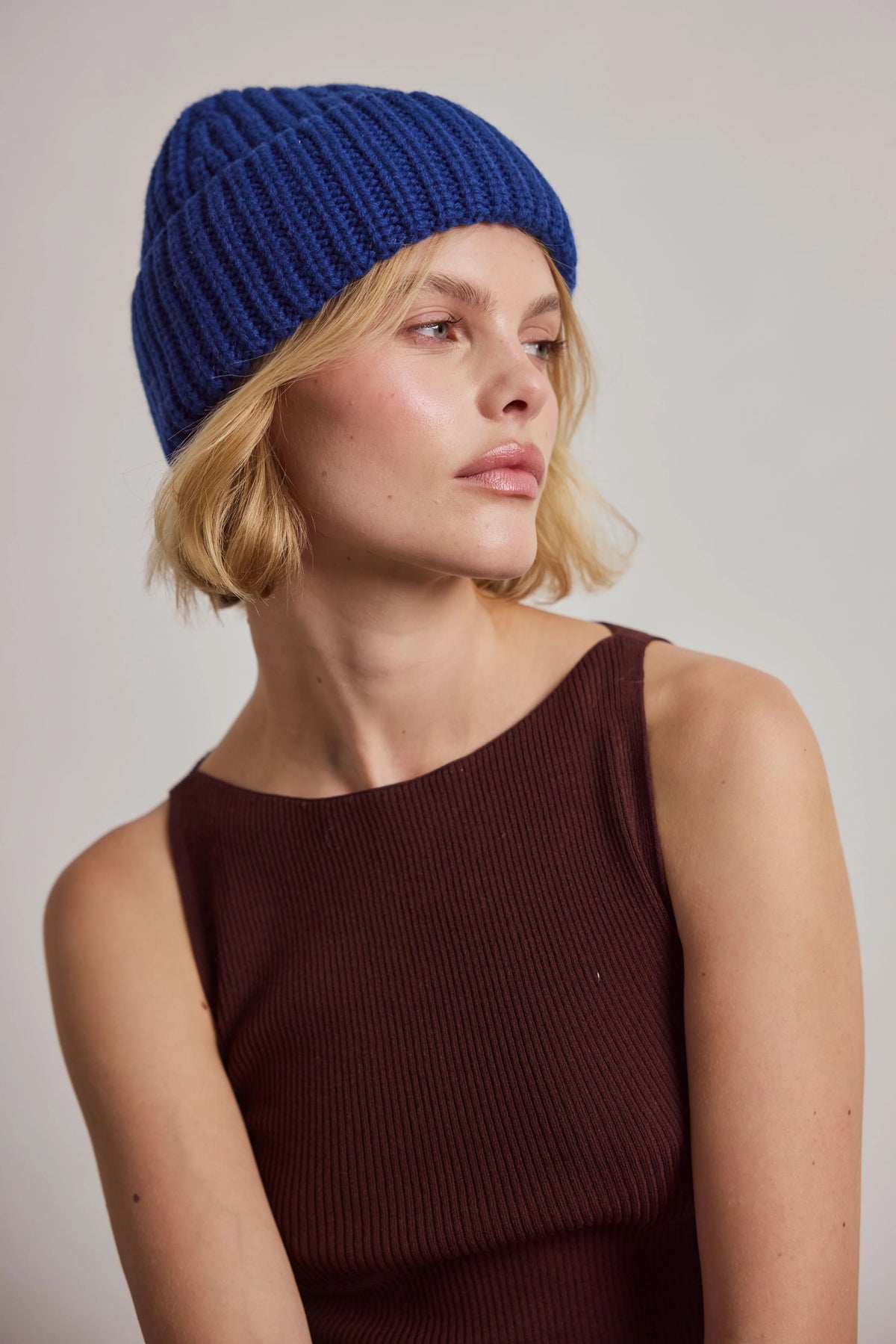 Merino Wool Beanie - Denim Blue