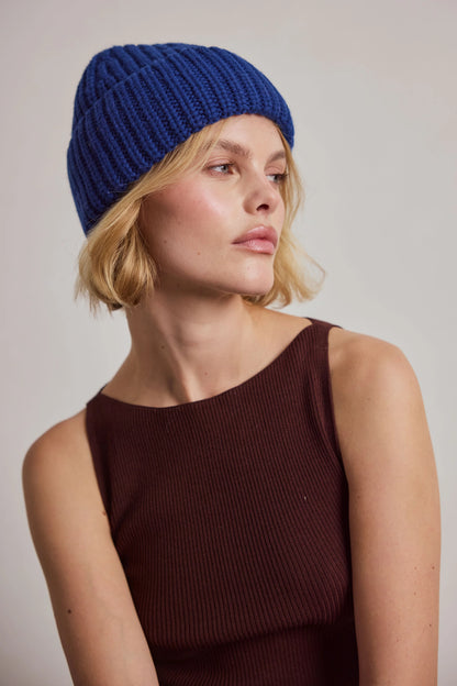 Merino Wool Beanie - Denim Blue