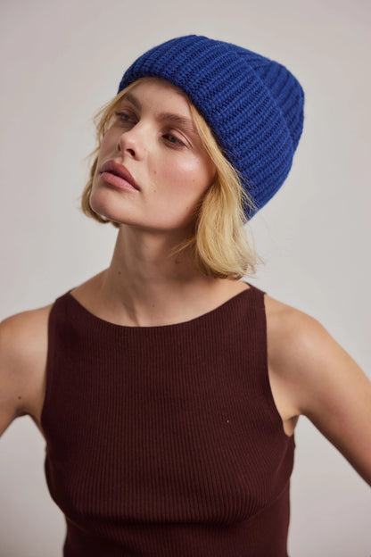 Merino Wool Beanie - Denim Blue