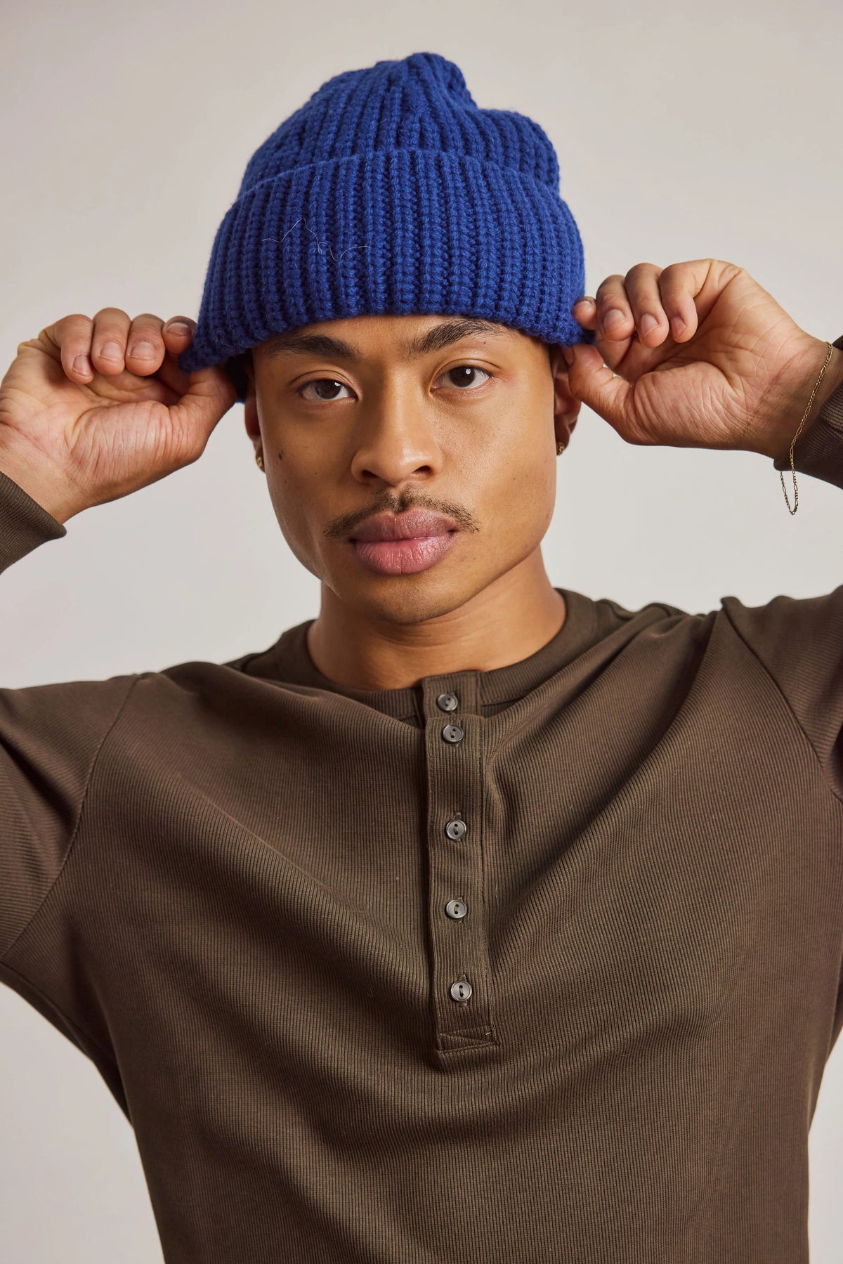 Merino Wool Beanie - Denim Blue