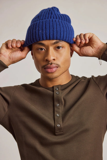 Merino Wool Beanie - Denim Blue
