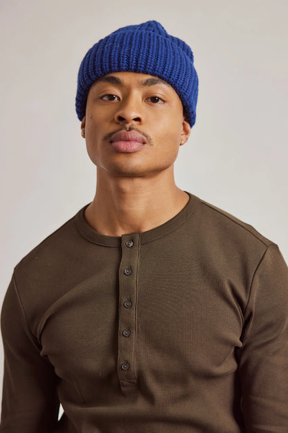 Merino Wool Beanie - Denim Blue