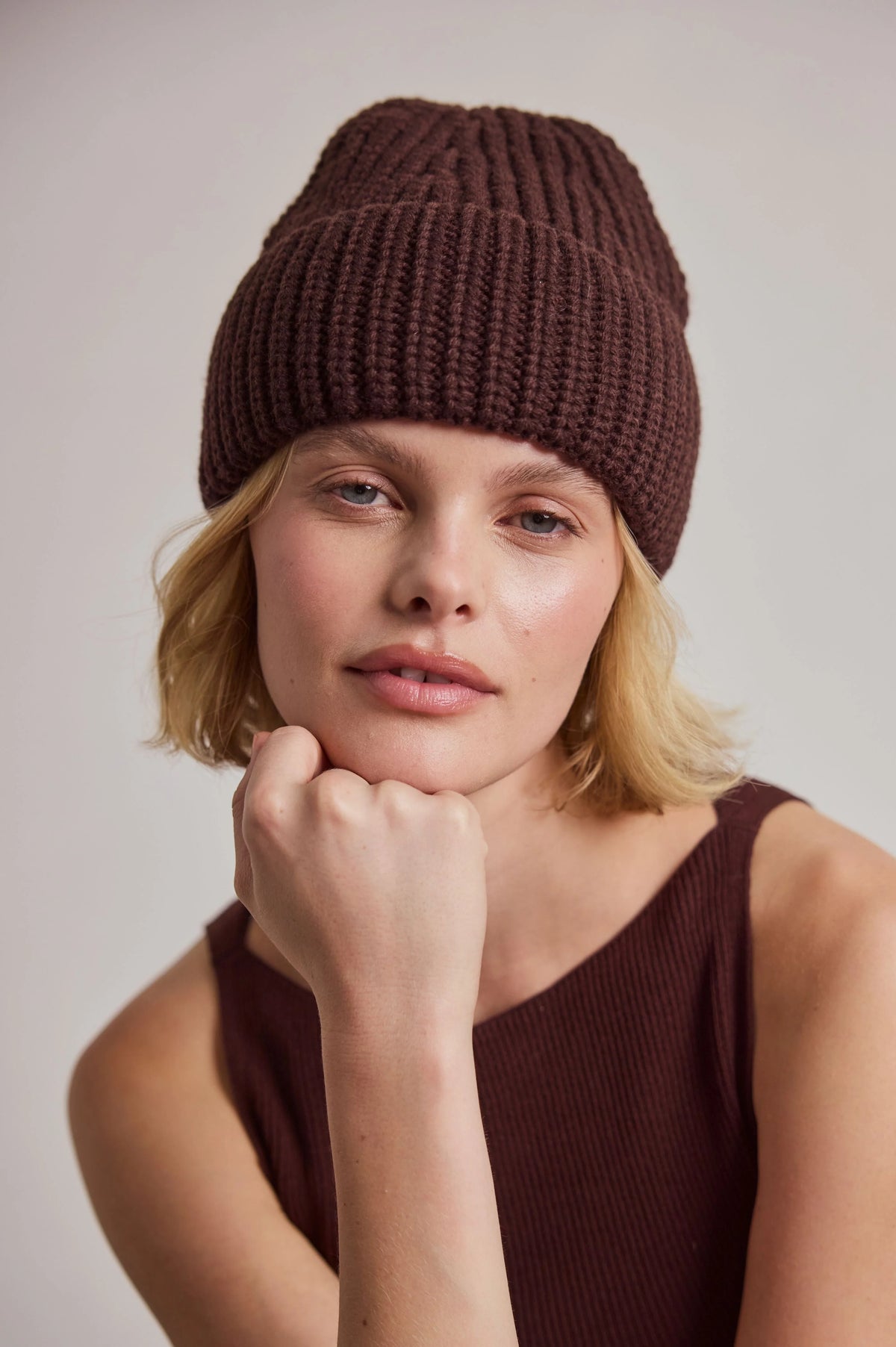 Merino Wool Beanie - Espresso Brown