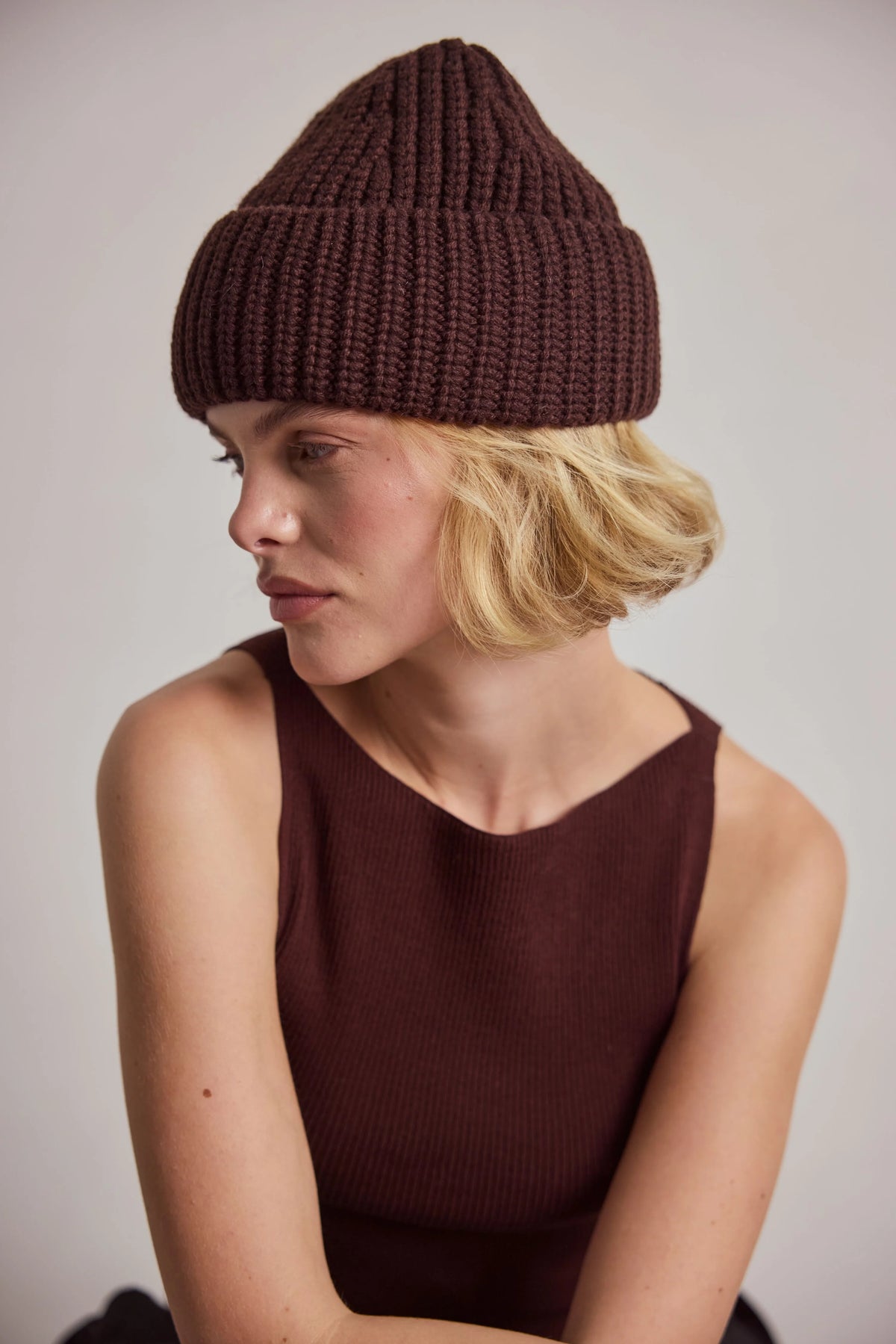 Merino Wool Beanie - Espresso Brown