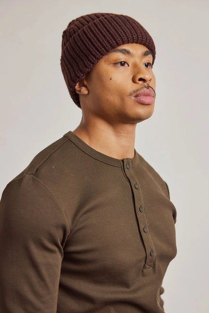 Merino Wool Beanie - Espresso Brown