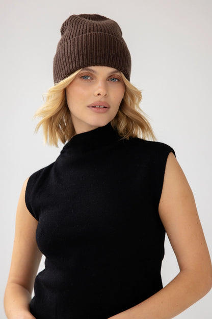 Merino Wool Beanie - Earth Brown