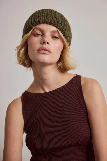 Merino Wool Beanie - Mountain Green