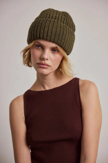 Merino Wool Beanie - Mountain Green