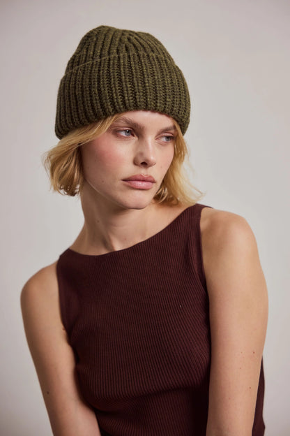 Merino Wool Beanie - Mountain Green