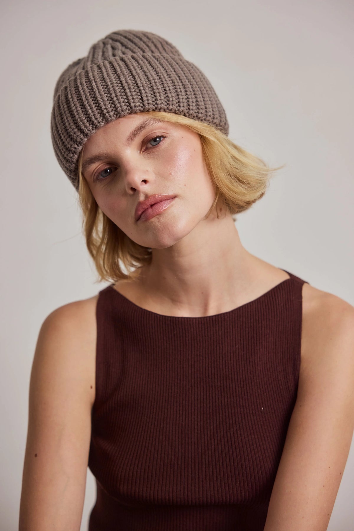 Merino Wool Beanie - Earthly Grey