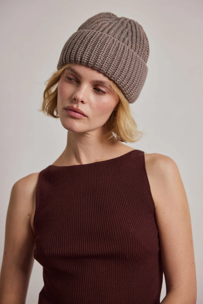 Merino Wool Beanie - Earthly Grey