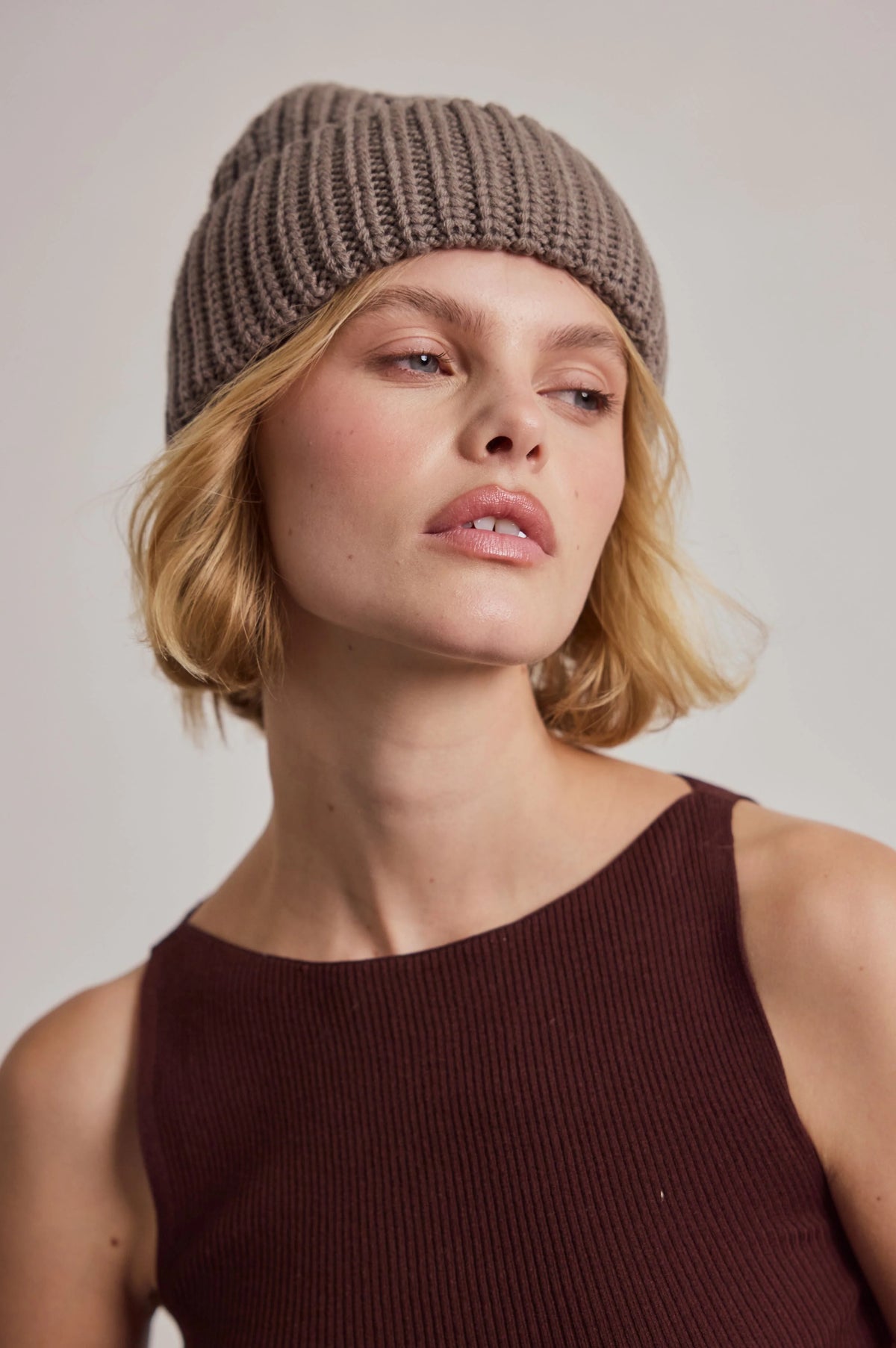 Merino Wool Beanie - Earthly Grey