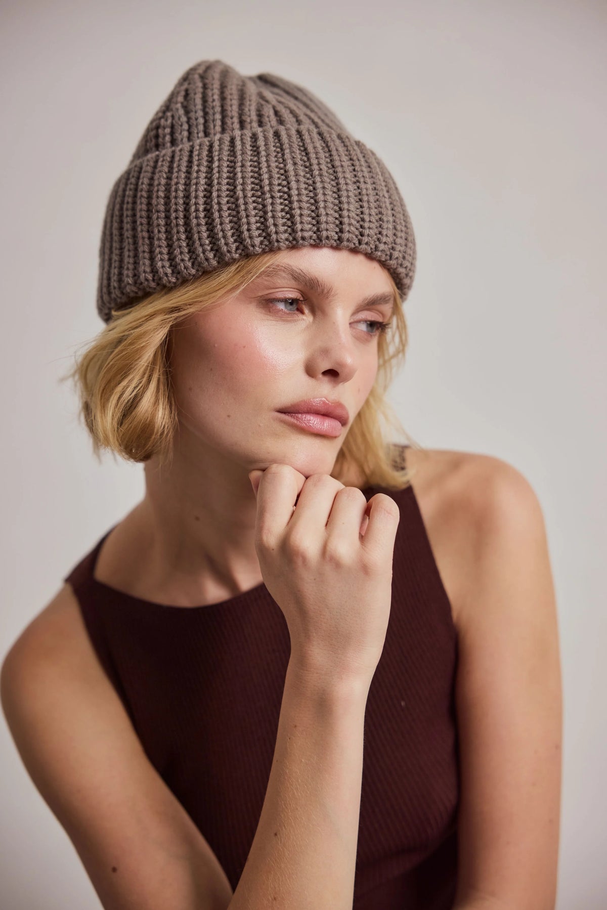 Merino Wool Beanie - Earthly Grey