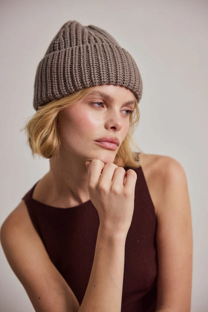 Merino Wool Beanie - Earthly Grey