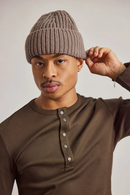 Merino Wool Beanie - Earthly Grey