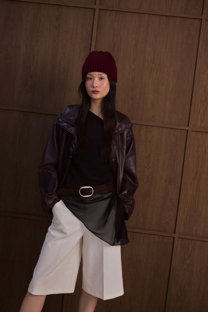 Merino Wool Beanie - Dark Burgundy