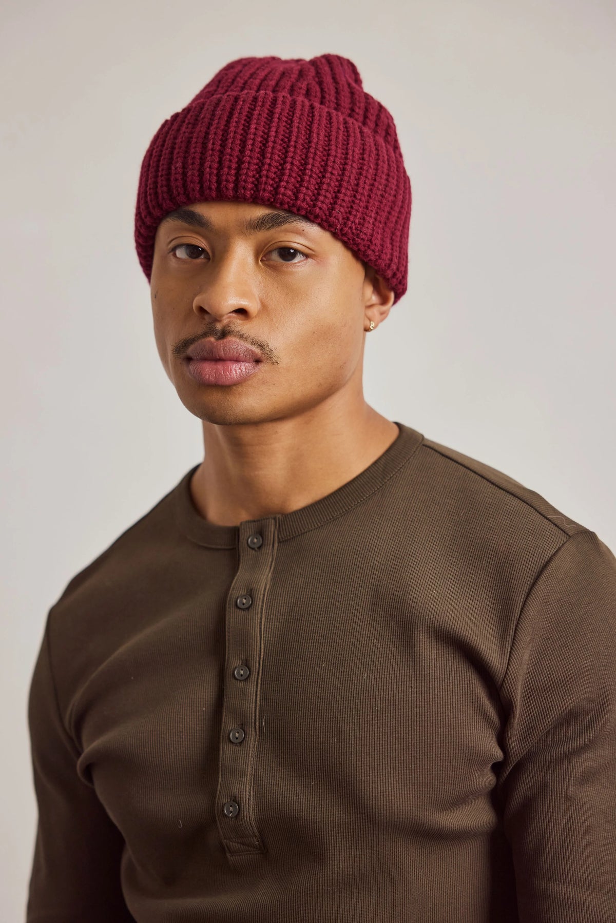 Merino Wool Beanie - Dark Burgundy