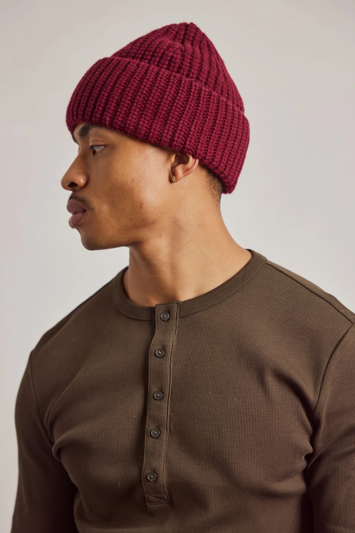 Merino Wool Beanie - Dark Burgundy