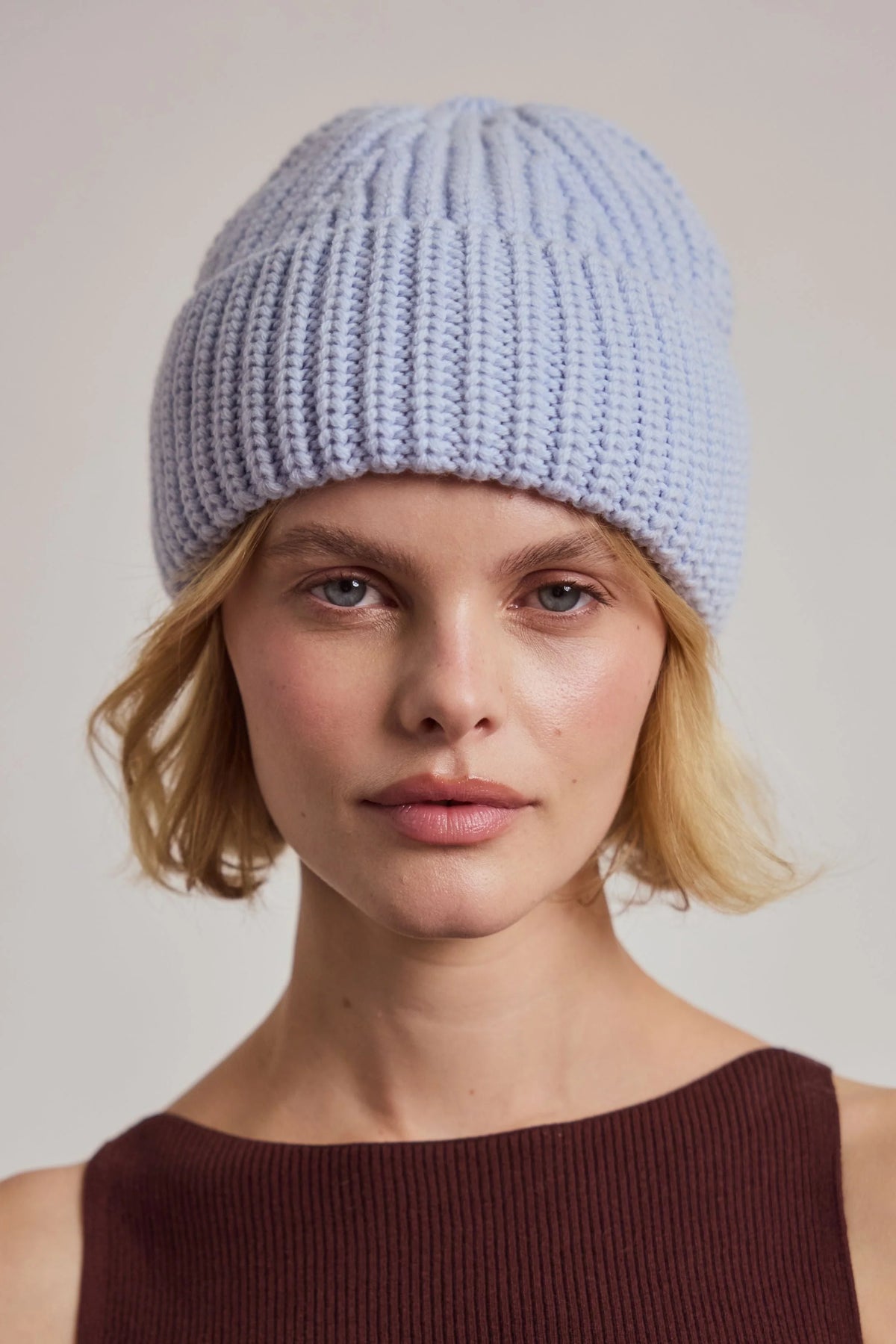 Merino Wool Beanie - Aura Blue