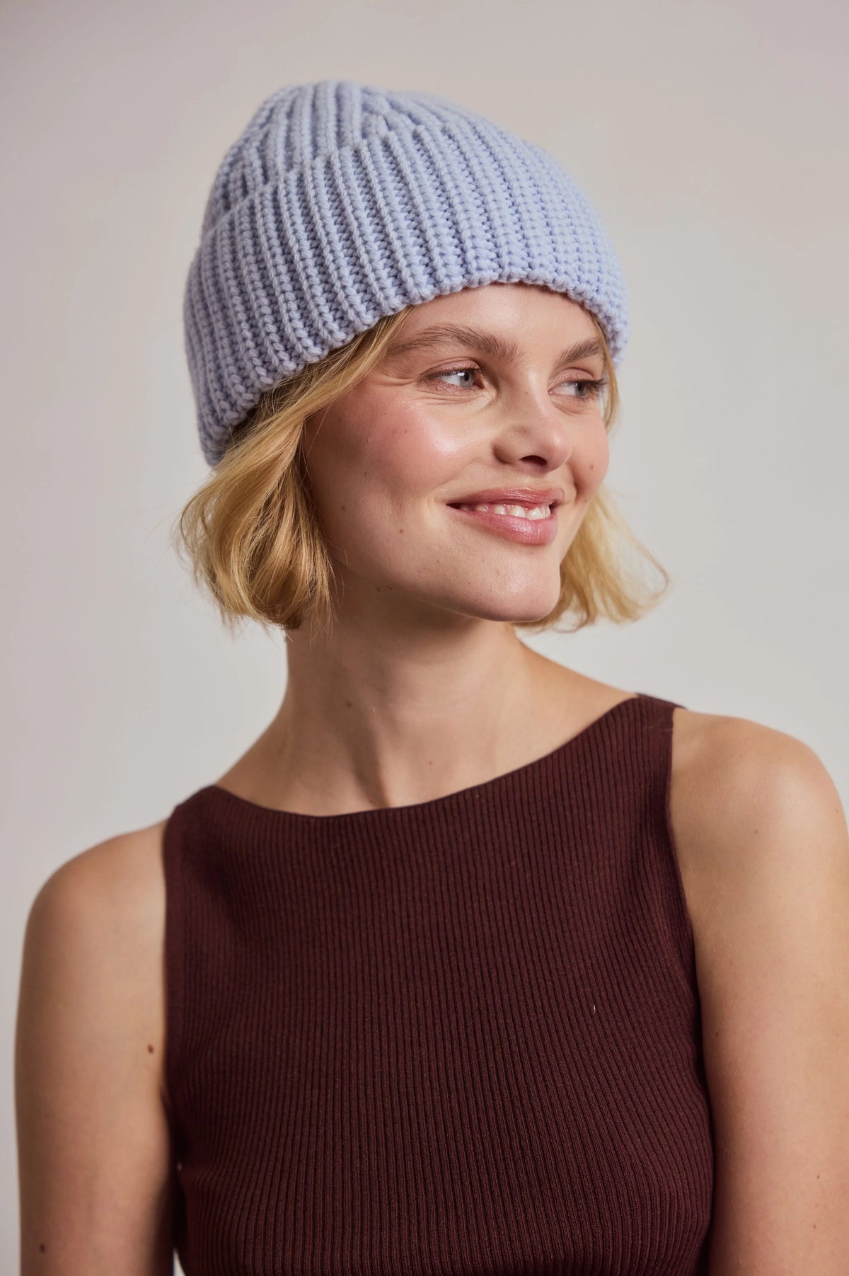 Merino Wool Beanie - Aura Blue