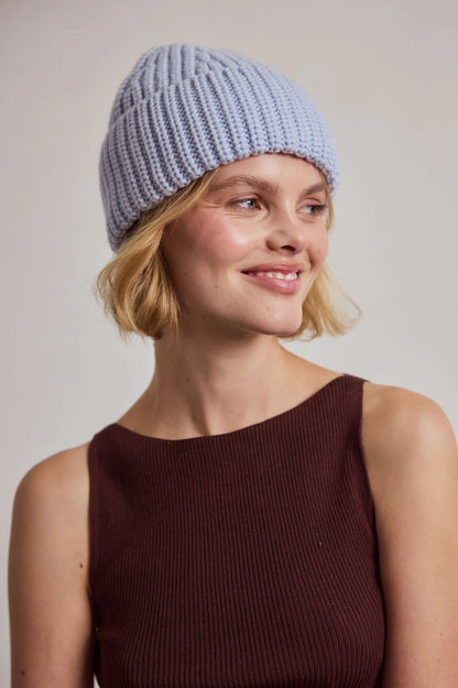 Merino Wool Beanie - Aura Blue