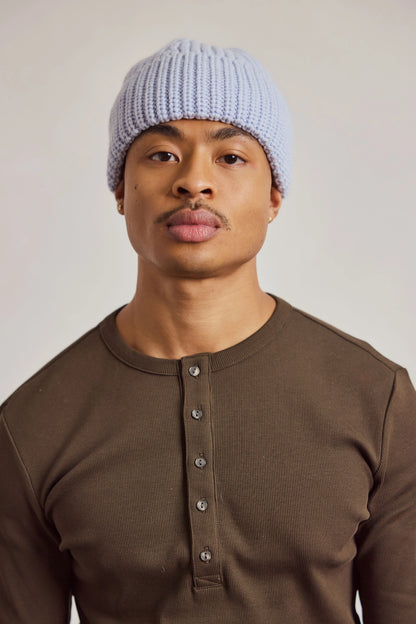 Merino Wool Beanie - Aura Blue